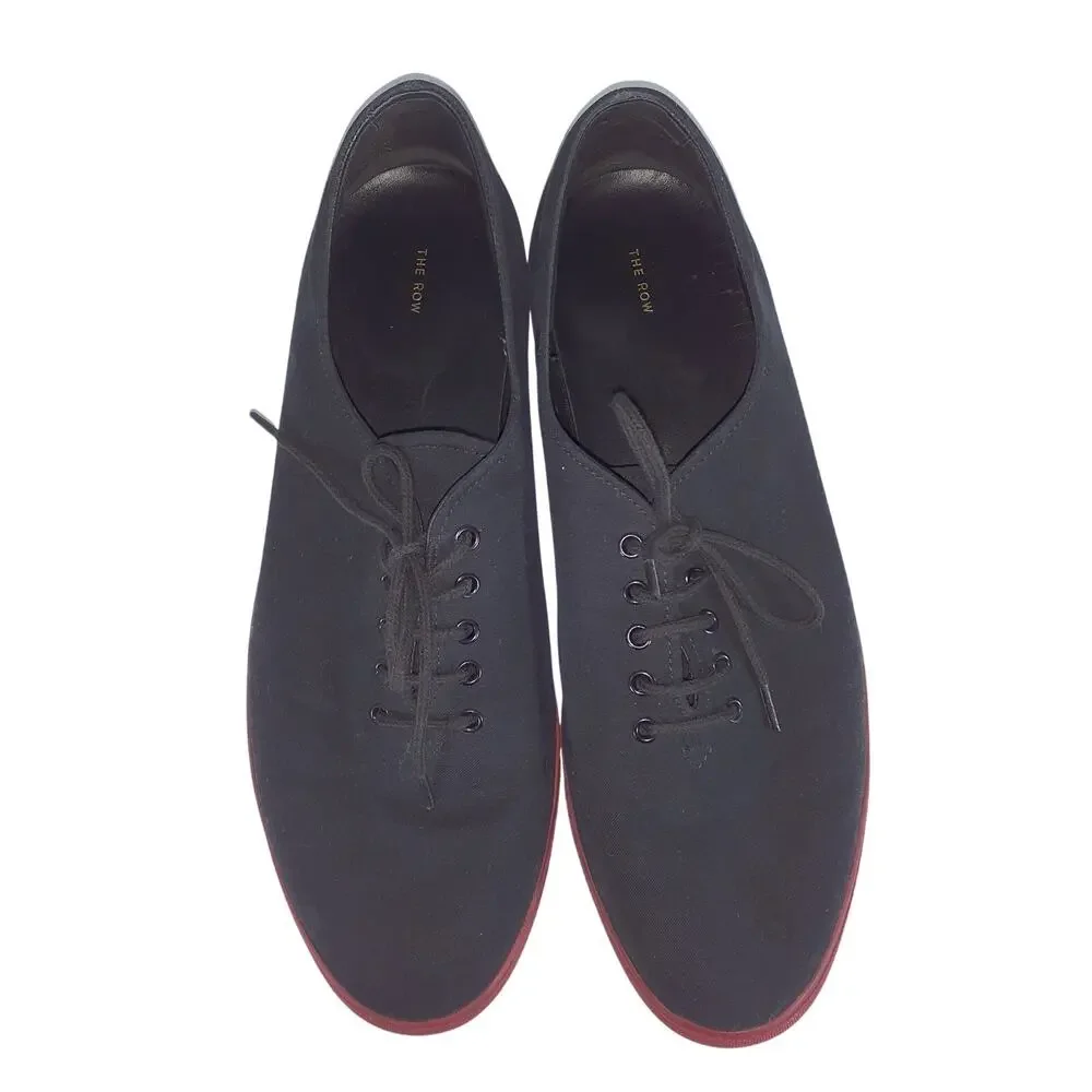 The Row Minimalist Black Cotton Canvas Sneakers Size 10